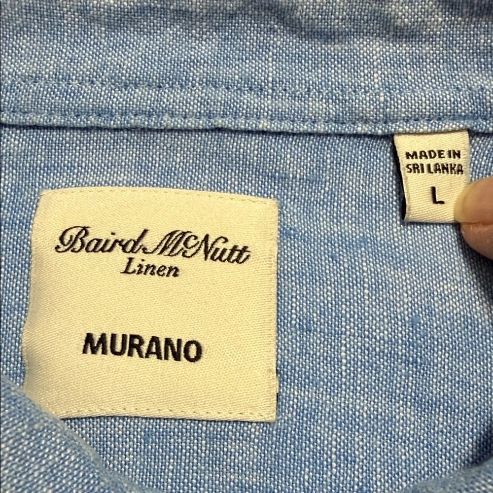 Baird McNutt Murano Men’s Long Sleeve Blue 100% Linen Button-Down Shirt, Size Lg - Picture 5 of 9
